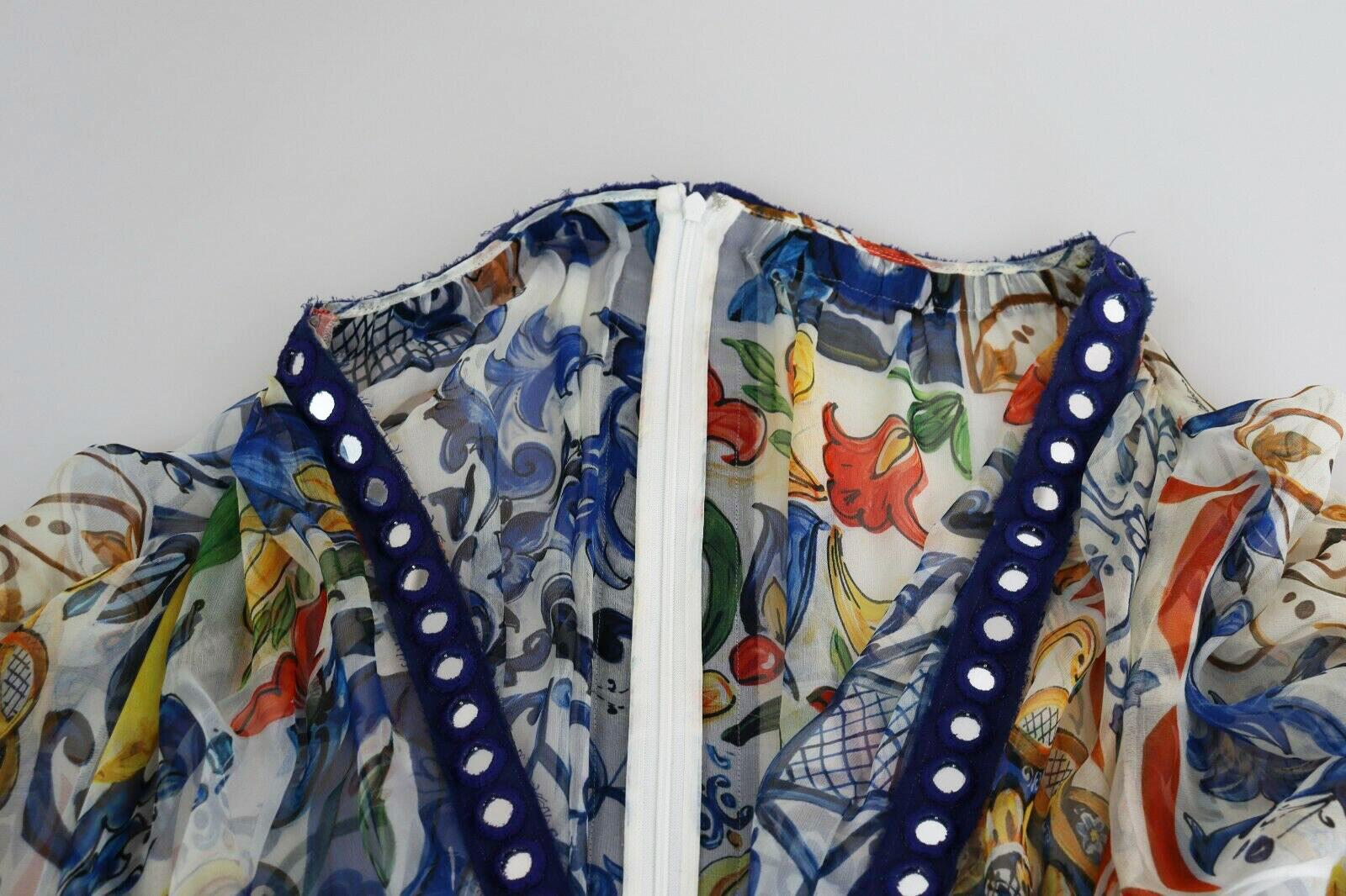 Dolce & Gabbana Multicolor Silk Floral Sicily Maiolica Midi Dress Wrap DG V-neck For Sale 1