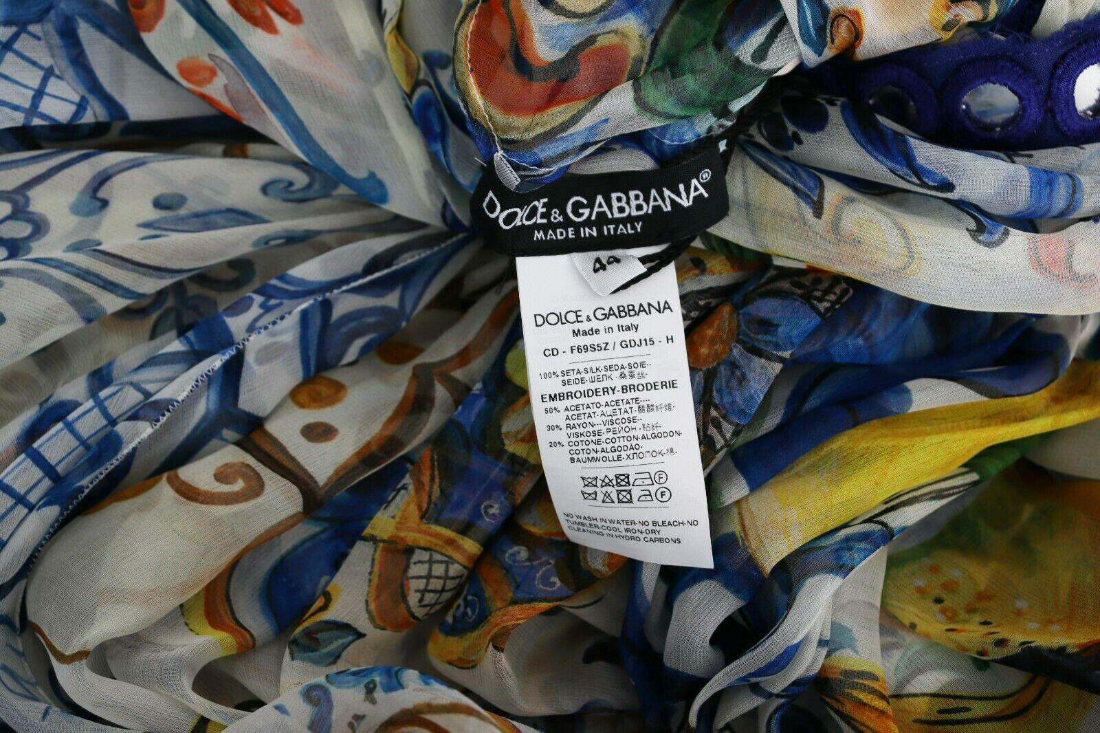 Dolce & Gabbana Multicolor Silk Floral Sicily Maiolica Midi Dress Wrap DG V-neck For Sale 2