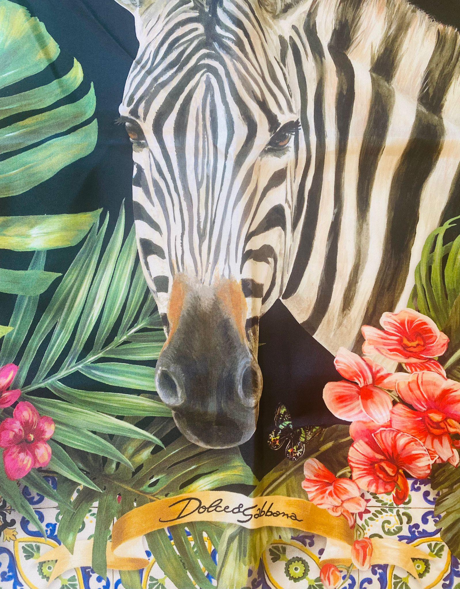 Dolce & Gabbana Floral Zebra printed silk scarf 
70cmx70cm
100% silk 
Brand new with tags. 
Please check my other DG clothing & accessories!