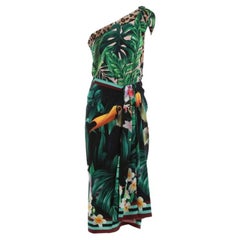 Dolce & Gabbana Multicolor Silk Jungle Tropical Midi Dress Sleeveless Bodycon DG