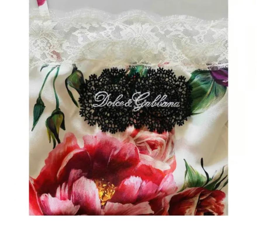 Dolce & Gabbana Multicolor Silk Lace Floral Peony Rose Top Camisole Sleeveless For Sale 3