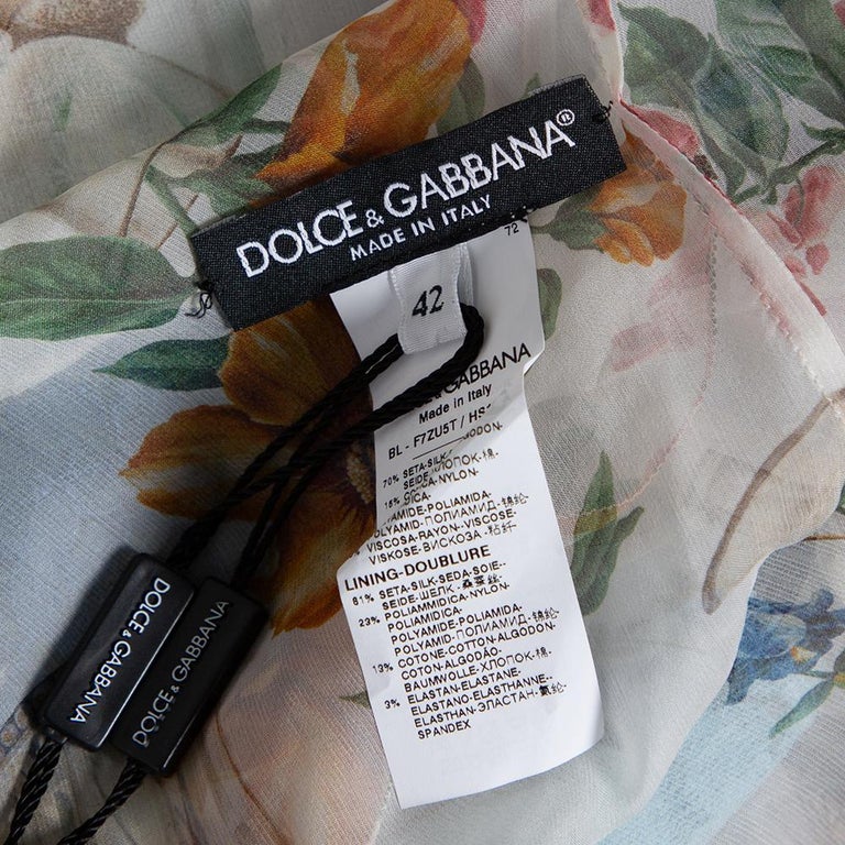 Dolce & Gabbana Multicolor Floral Patchwork Ascot Collar Top
