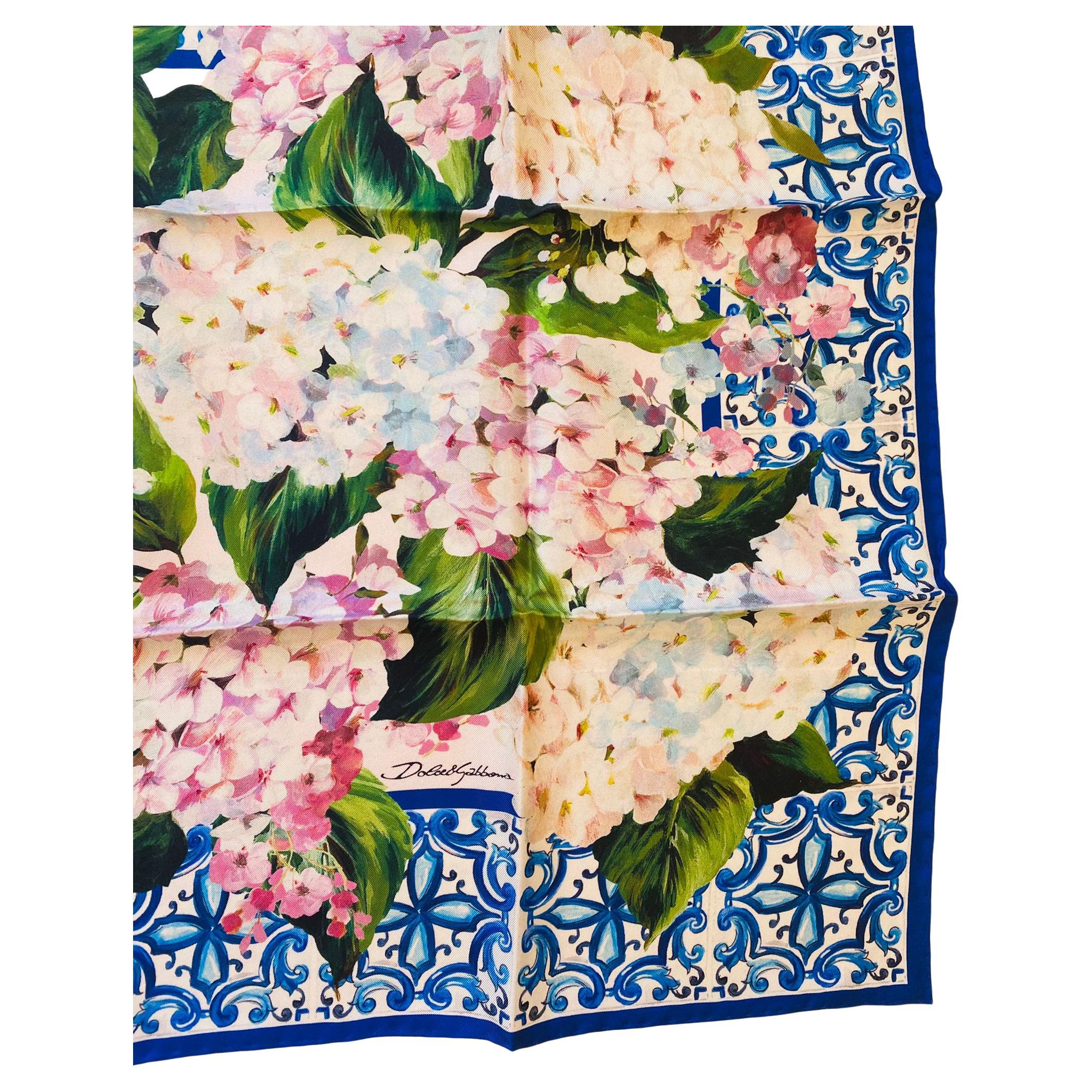 Dolce and Gabbana Multicolor Pink Silk Floral Scarf Wrap Cover Up