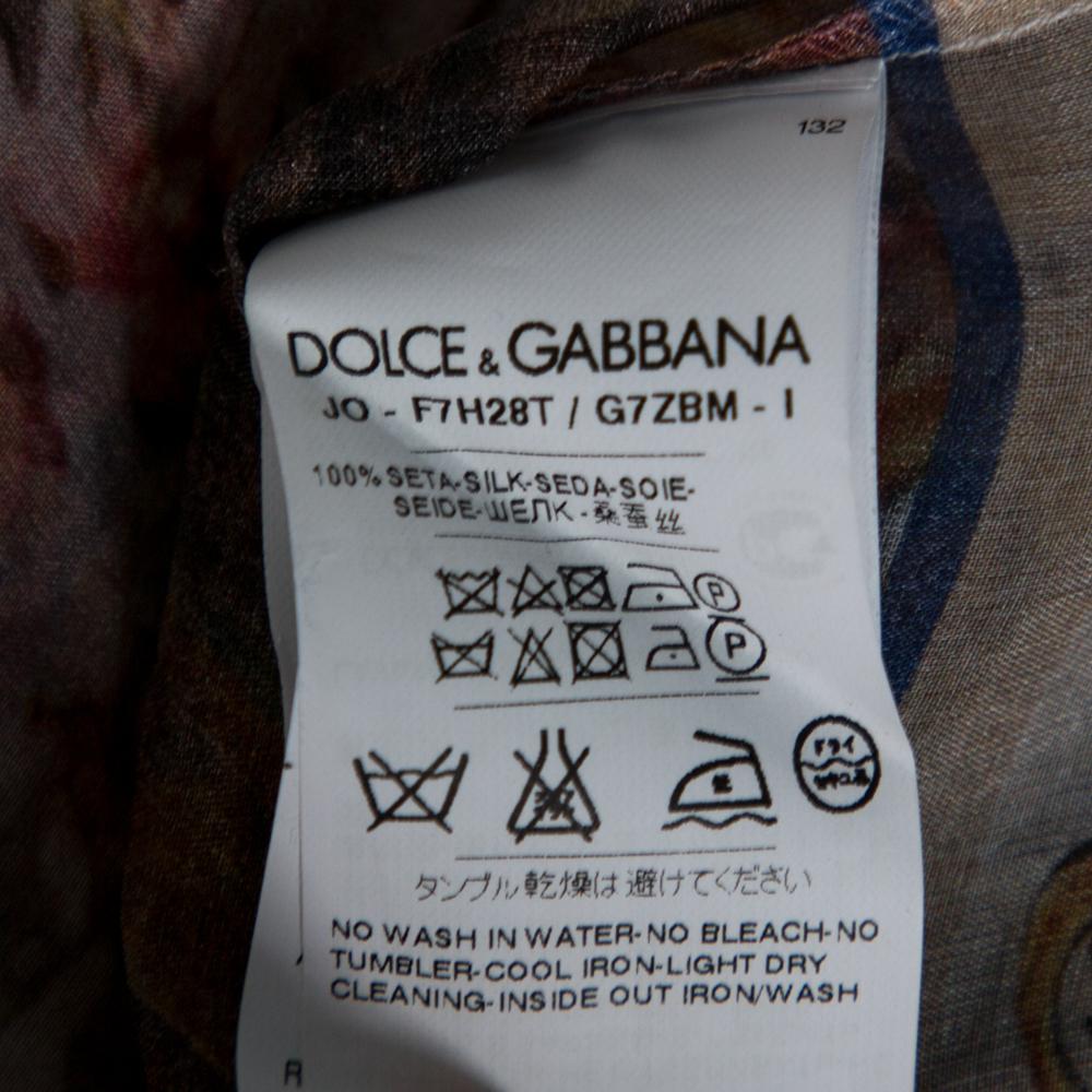 Dolce & Gabbana Multicolor Silk Organza Printed Top M In Excellent Condition In Dubai, Al Qouz 2