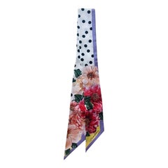 Dolce & Gabbana Multicolor Silk Polkadot Floral Mini Scarf Tie Bandeau Women