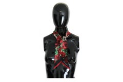 Dolce & Gabbana Multicolor Silk Red Roses Leopard Bow Scarf Flowers DG Logo