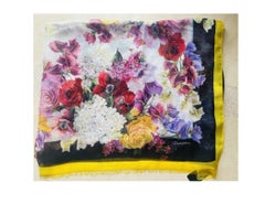 Dolce & Gabbana Multicolor Silk Rose Flowers Scarf Wrap Sarong Beachwear DG