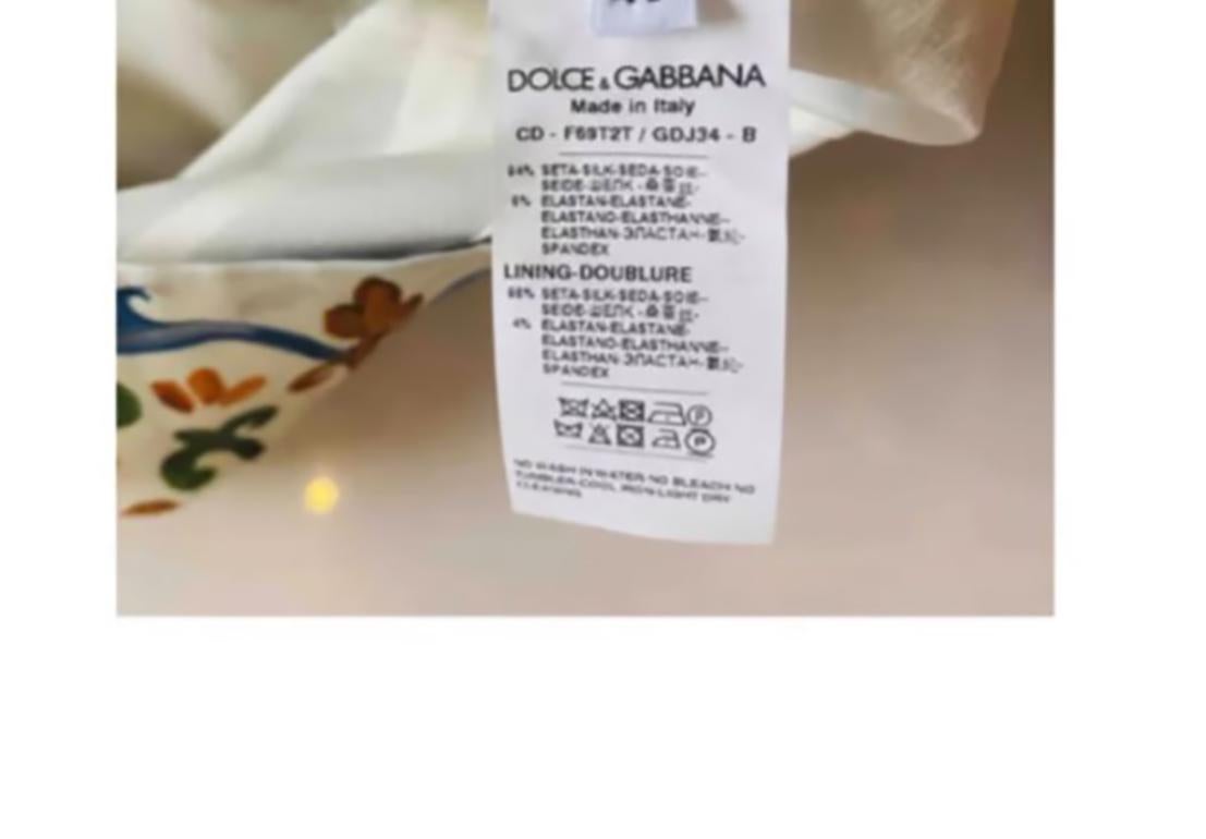 Dolce & Gabbana Multicolor Silk Sicily Maiolica Midi Mid-length Dress Flowers DG 1