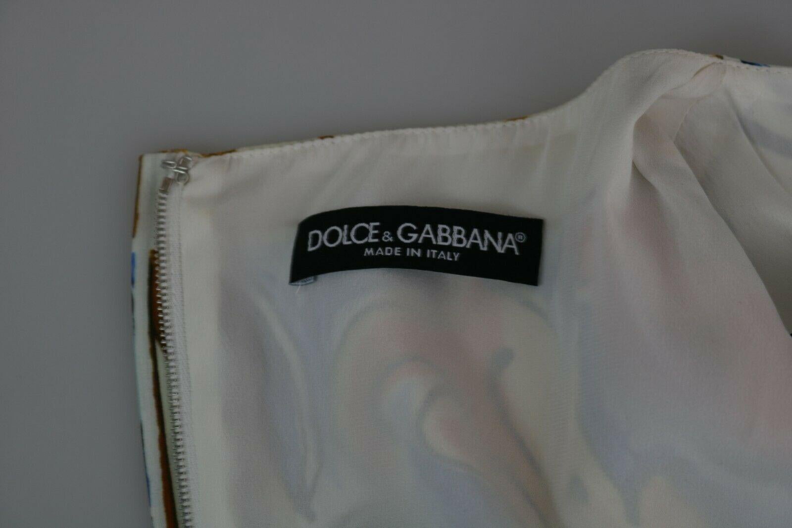 Dolce & Gabbana Multicolor Silk Sicily Maiolica Sheath Maxi Dress Flowers DG 3