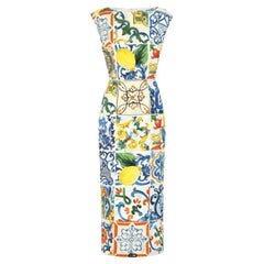 Dolce & Gabbana Multicolor Silk Sicily Maiolica Sheath Maxi Dress Flowers DG