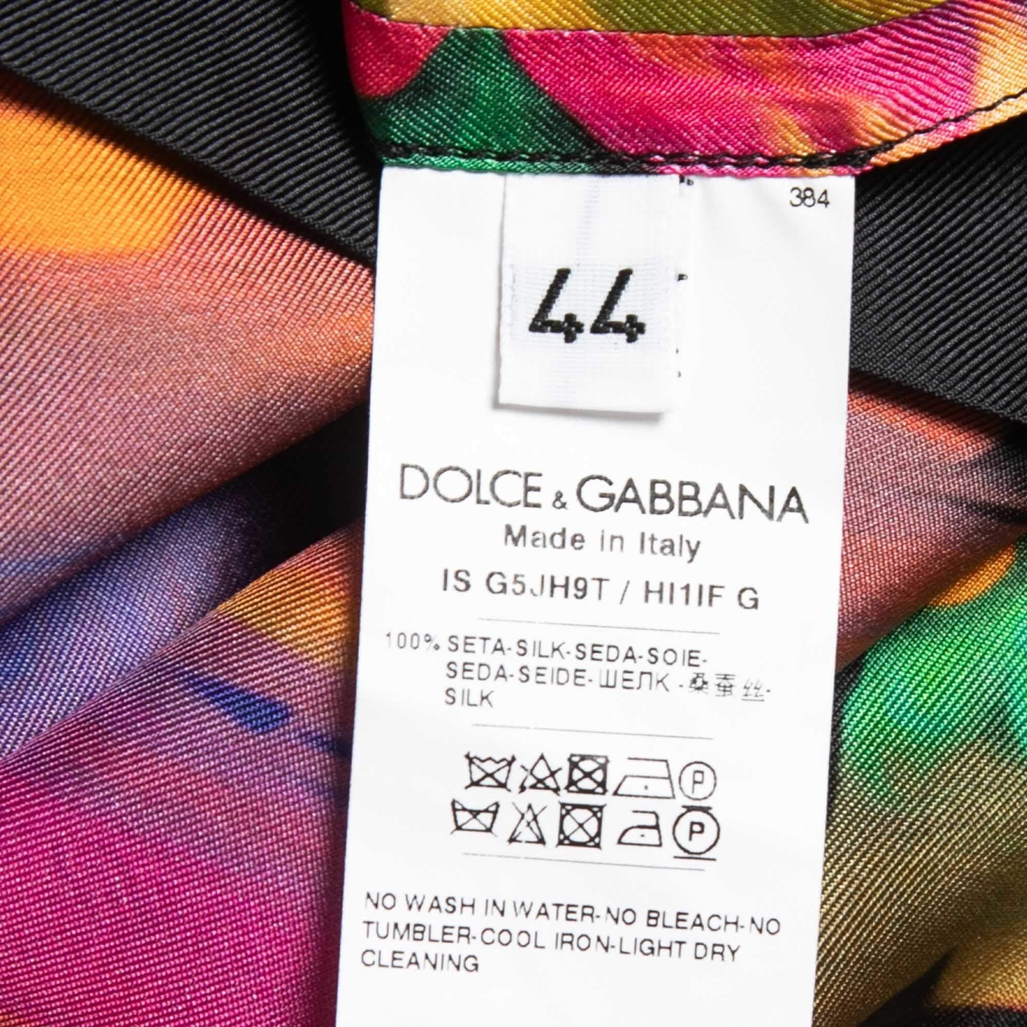 Dolce & Gabbana Multicolor Silk Twill Hawaiian Print Shirt  2