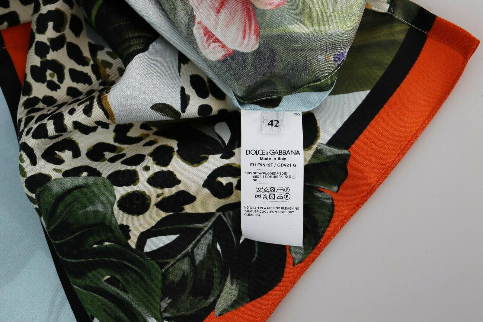 Dolce & Gabbana Multicolor Silk Zebra Tropical Flowers Oversized Shirt Blouse  2