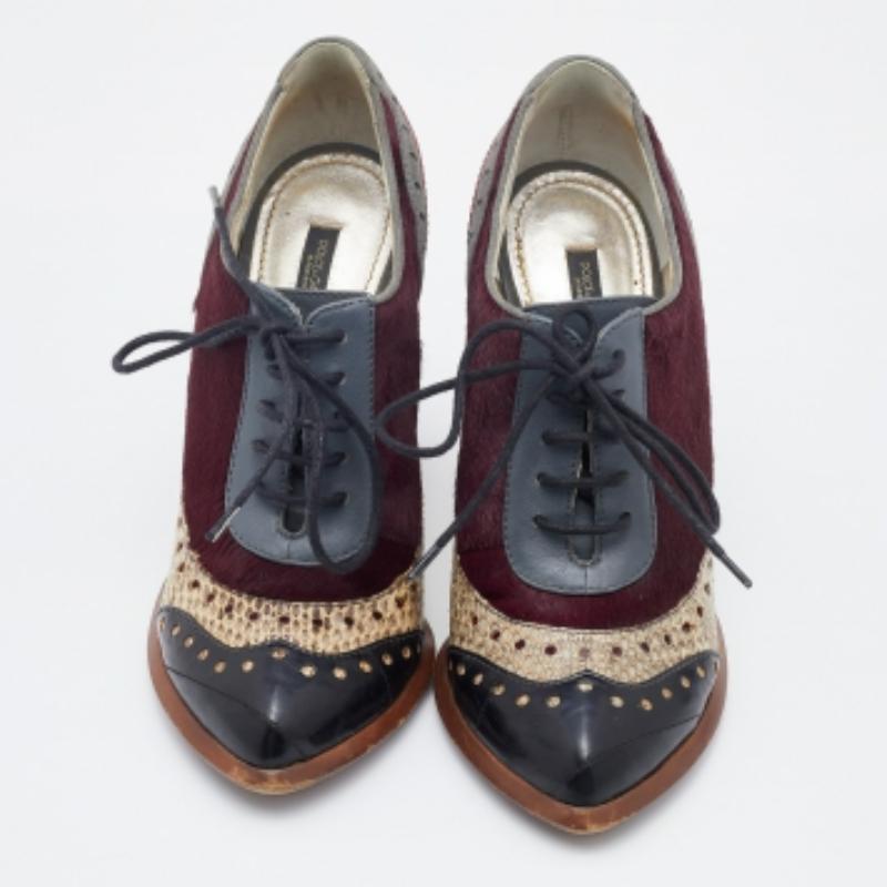 Dolce & Gabbana, stivali in pelle di serpente e pelle di vitello con lacci, misura 38,5 in vendita 5