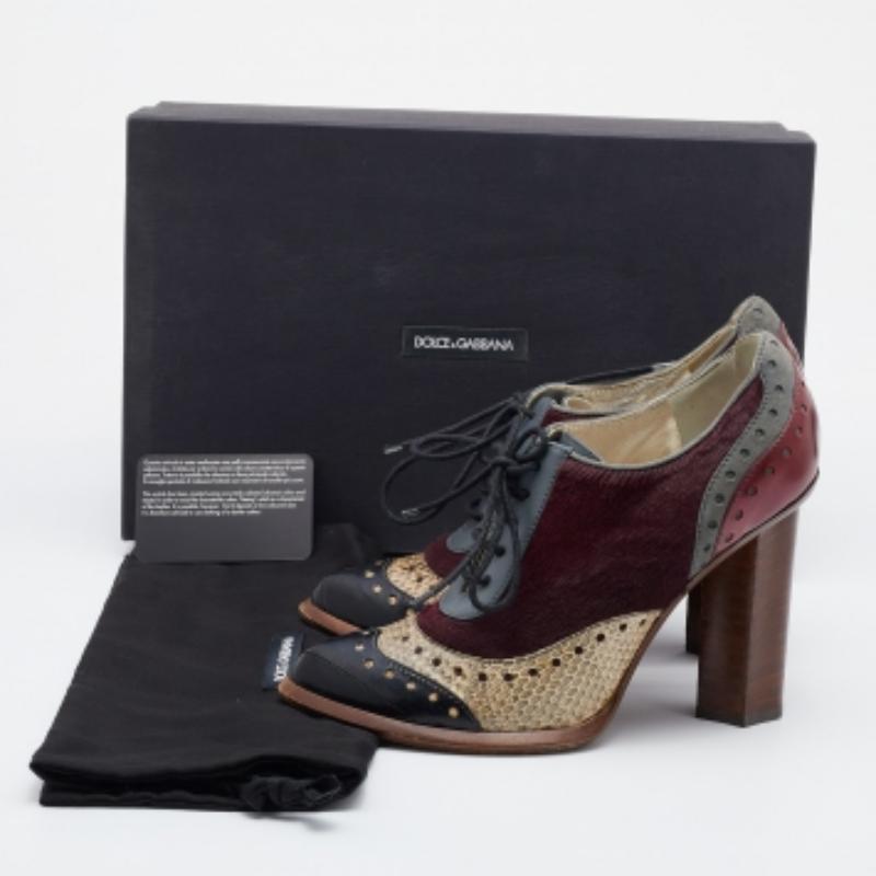 Dolce & Gabbana, stivali in pelle di serpente e pelle di vitello con lacci, misura 38,5 in vendita 3