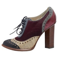 Dolce & Gabbana Multicolor Snakeskin and Calf Hair Lace Up Booties Size 38.5