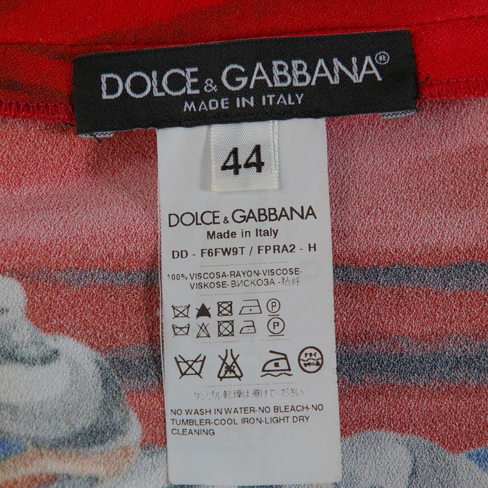 Dolce & Gabbana Multicolor Soldiers Print Crepe Sheath Dress M In Good Condition In Dubai, Al Qouz 2