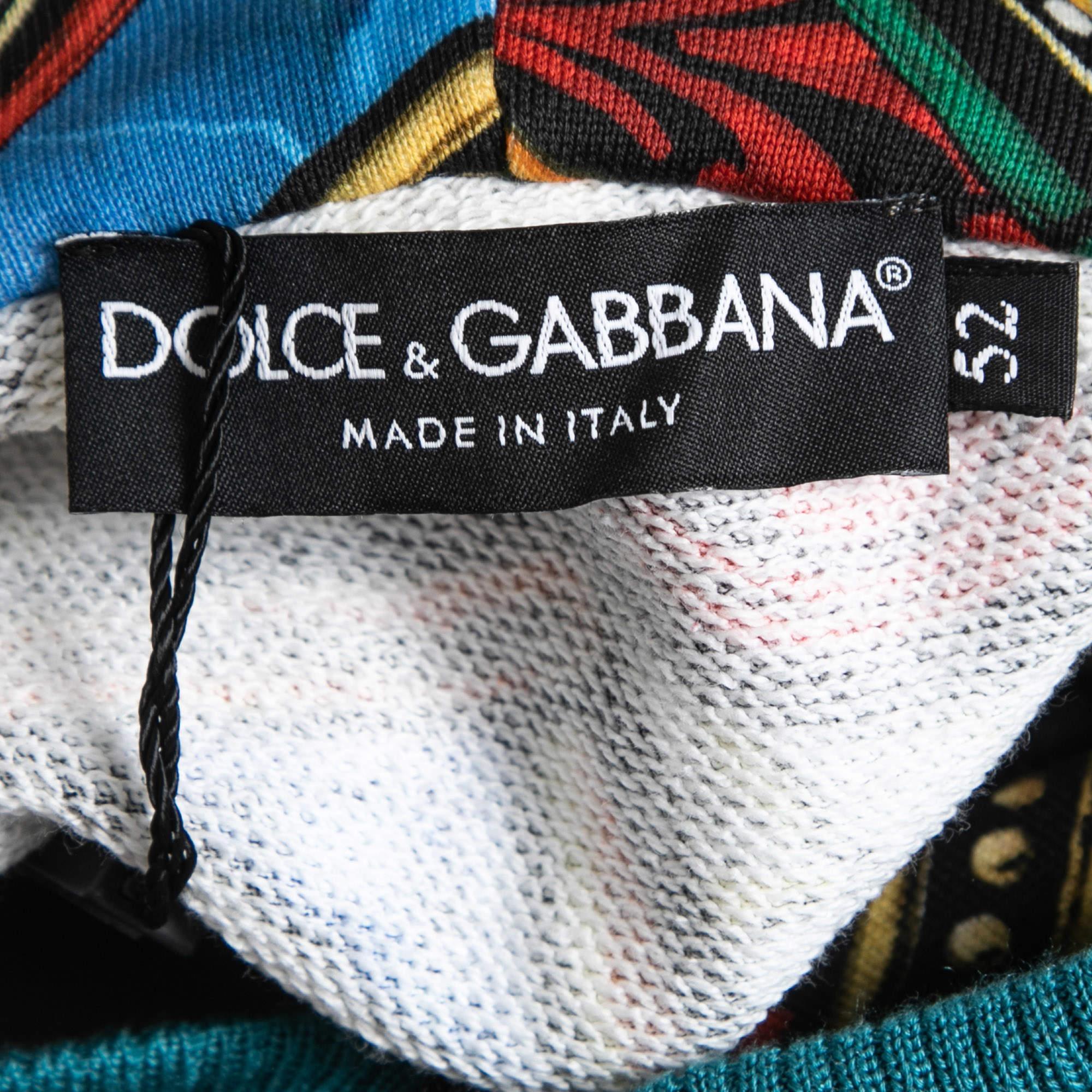Men's Dolce & Gabbana Multicolor Stained Glass Printed Cotton Hoodie XL
