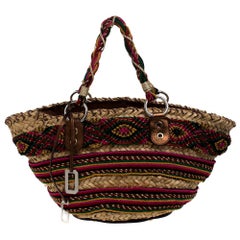 Dolce & Gabbana Multicolor Straw Embroidered Coffa Tote