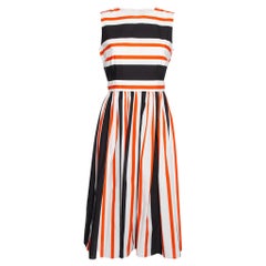 Dolce & Gabbana Multicolor Striped Cotton Cut Out Back Midi Dress M