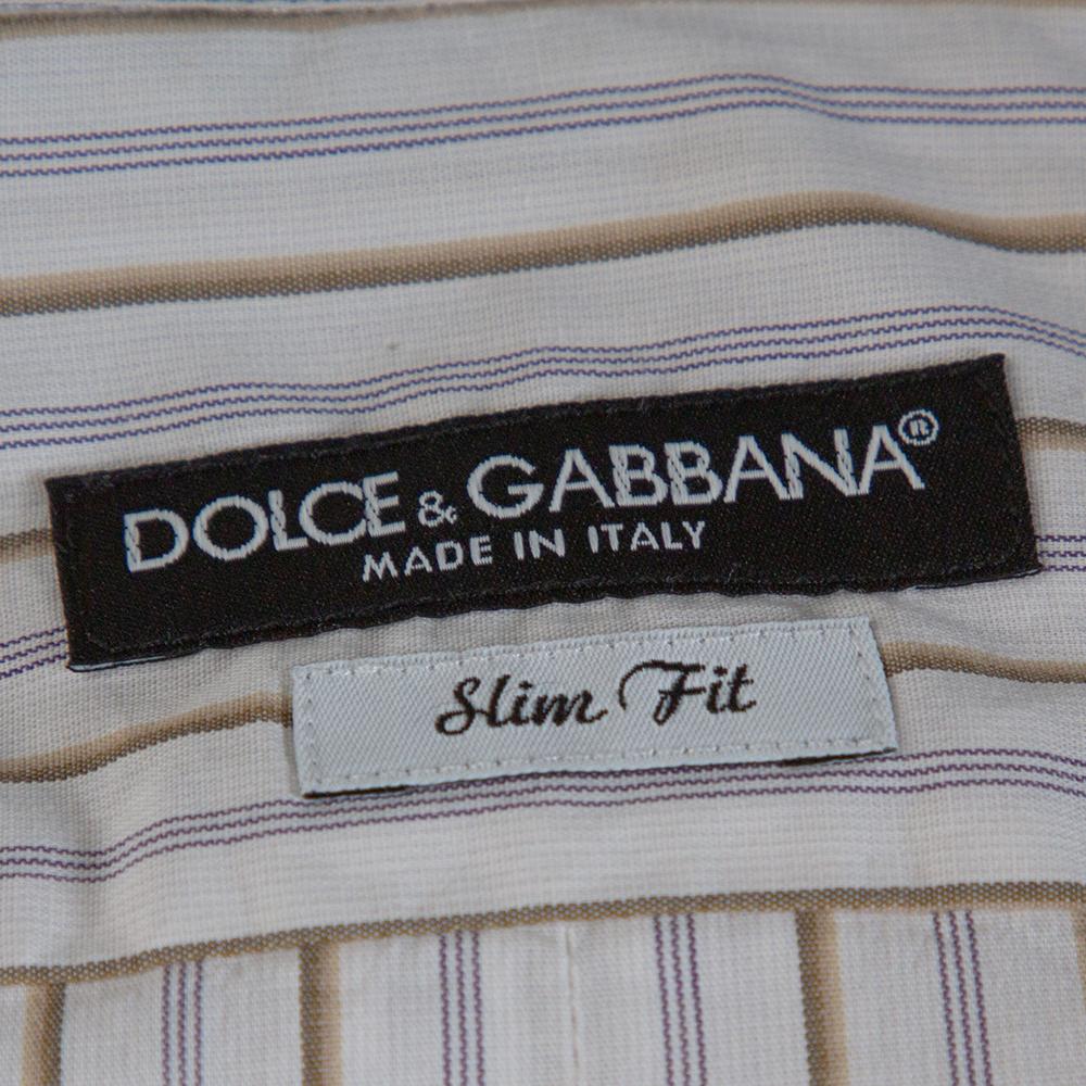 Dolce & Gabbana - Camicia in cotone a righe multicolore con bottoni sul davanti - S In condizioni buone a Dubai, Al Qouz 2