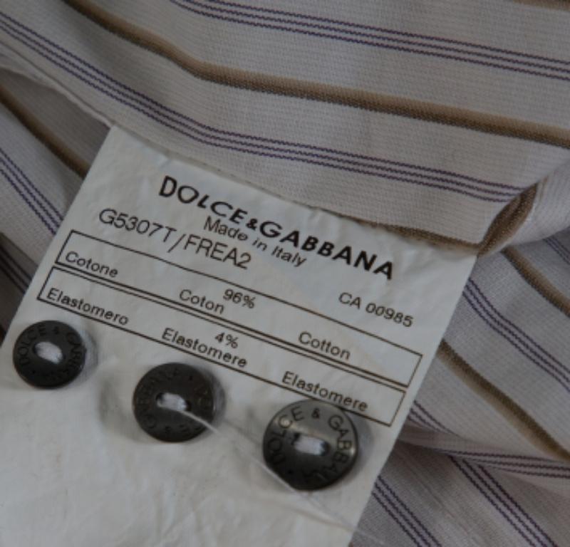 Men's Dolce & Gabbana Multicolor Striped Cotton Slim Fit Button Front Shirt S For Sale