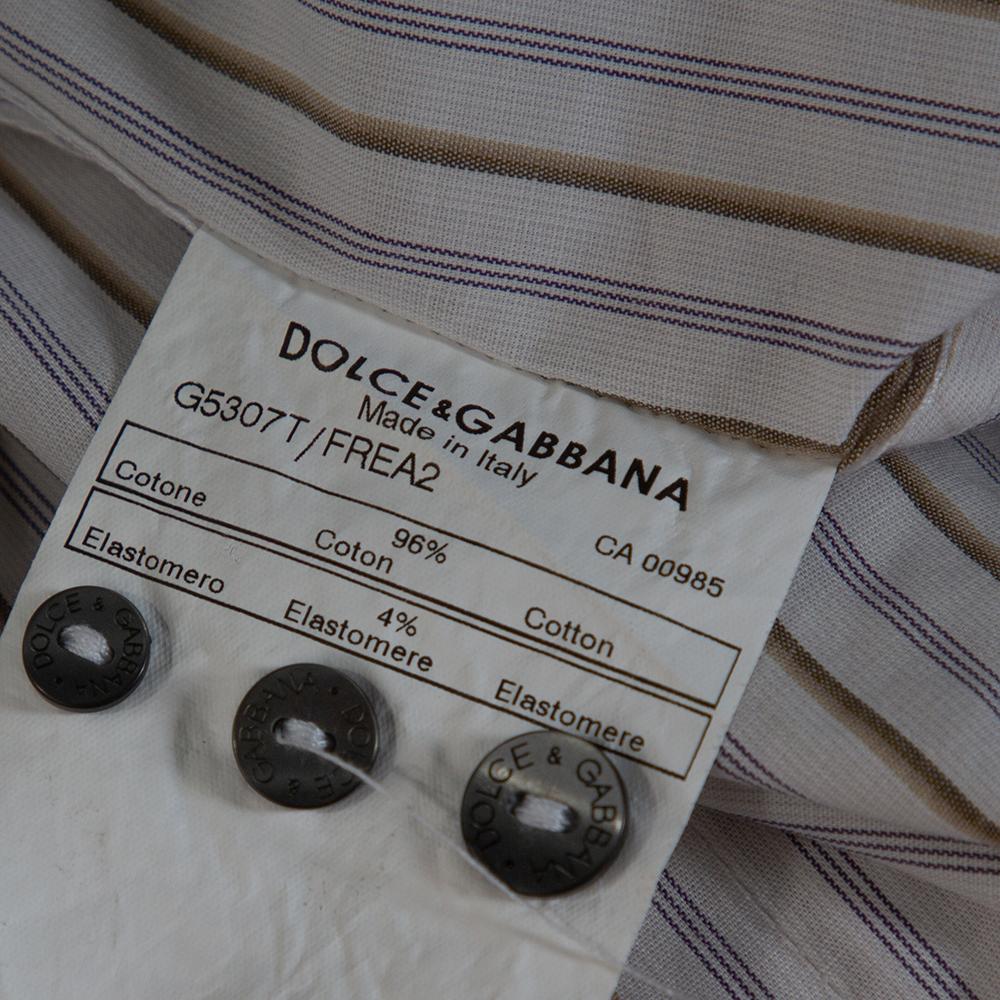 Uomo Dolce & Gabbana - Camicia in cotone a righe multicolore con bottoni sul davanti - S