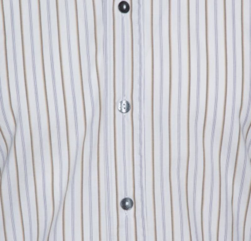 Dolce & Gabbana Multicolor Striped Cotton Slim Fit Button Front Shirt S For Sale 1