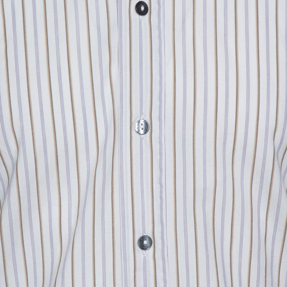 Men's Dolce & Gabbana Multicolor Striped Cotton Slim Fit Button Front Shirt S For Sale