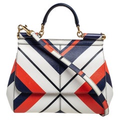 Dolce & Gabbana Mehrfarbig gestreifte Ledertasche Medium Miss Sicily mit Henkel