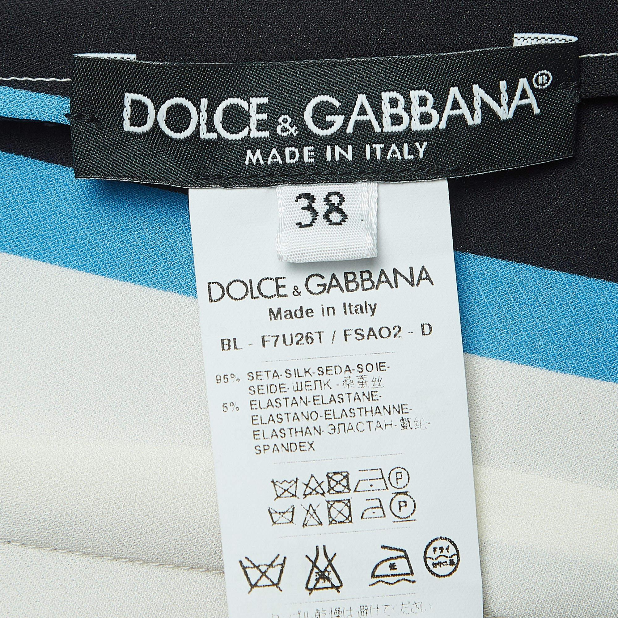 Men's Dolce & Gabbana Multicolor Striped Silk Long Sleeve Blouse S