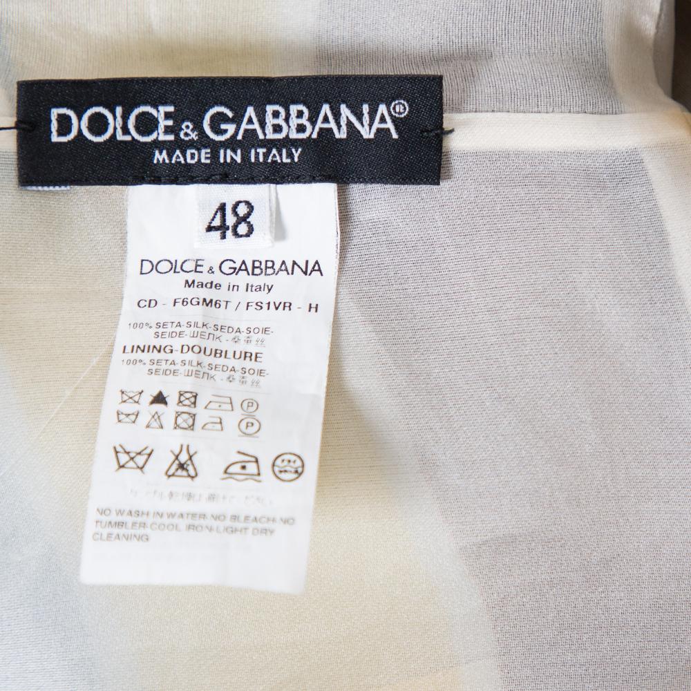 Dolce & Gabbana Multicolor Striped Silk Organza Midi Dress L In Excellent Condition In Dubai, Al Qouz 2