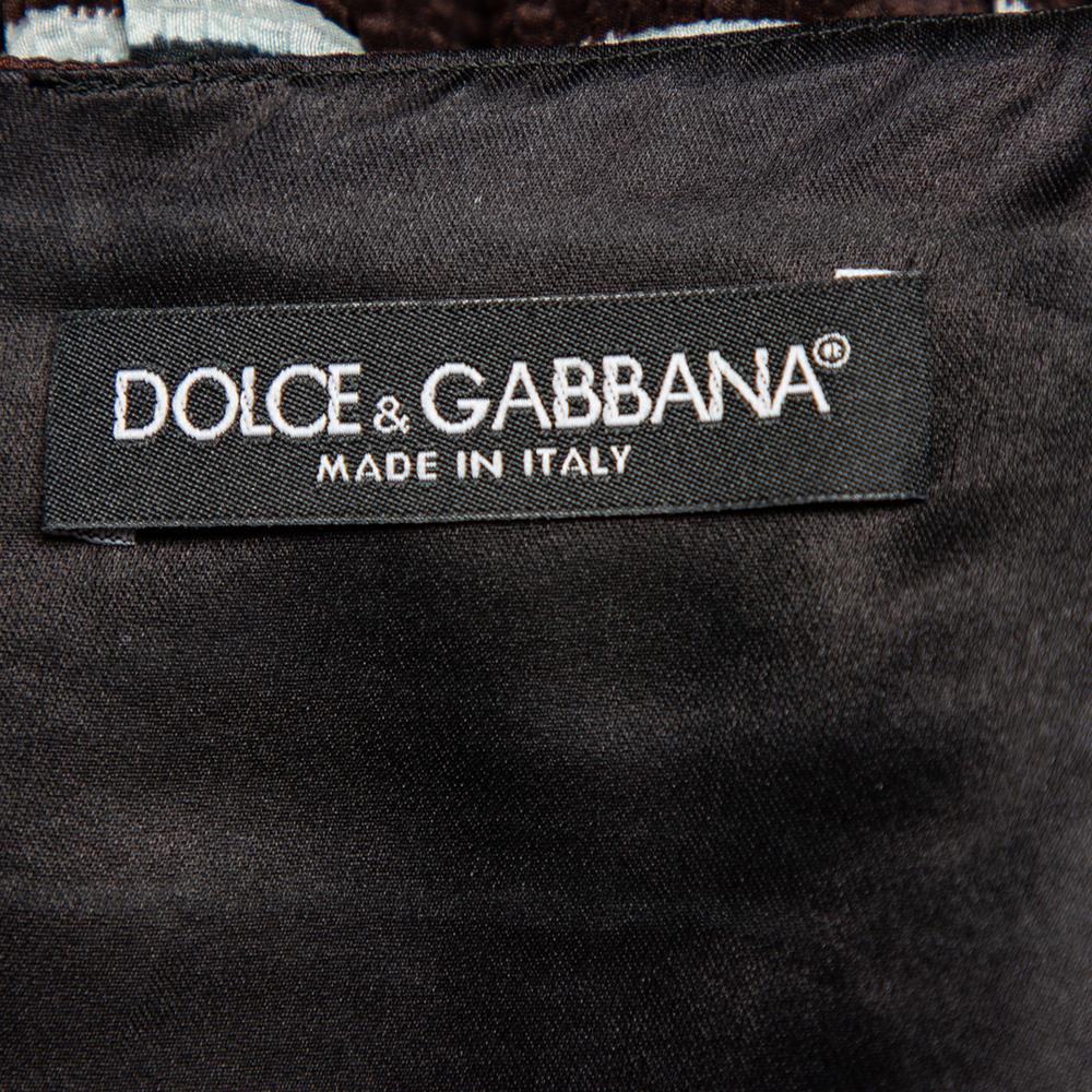 Dolce & Gabbana Multicolor Striped Textured Silk Pleated Mini Dress S In Good Condition For Sale In Dubai, Al Qouz 2