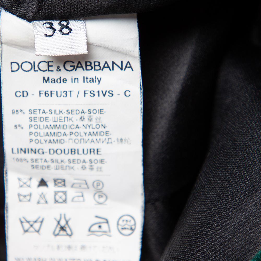 Women's Dolce & Gabbana Multicolor Striped Textured Silk Pleated Mini Dress S For Sale