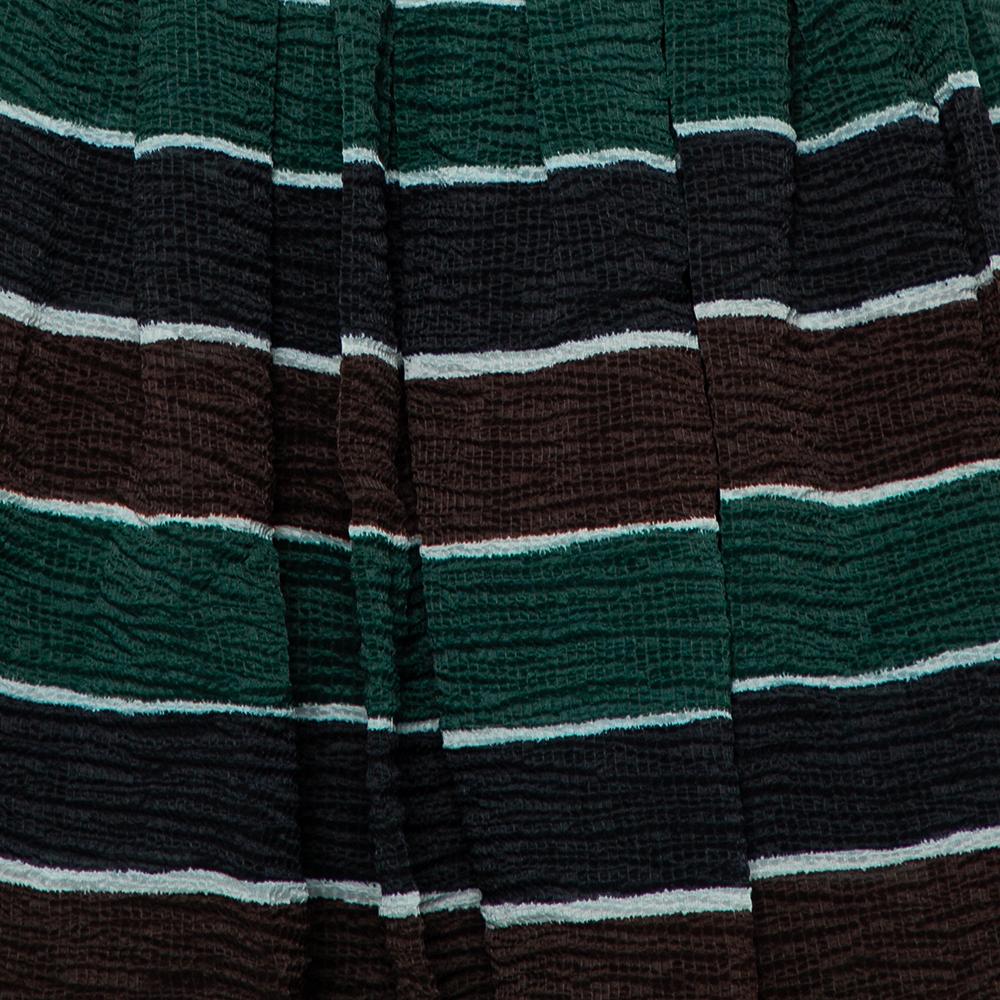 Dolce & Gabbana Multicolor Striped Textured Silk Pleated Mini Dress S For Sale 1