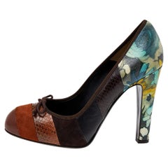 Dolce & Gabbana Multicolor Suede And Leather Bow Pumps Size 37.5