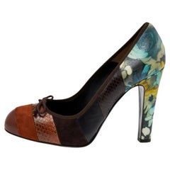 Dolce & Gabbana Multicolor Suede And Leather Bow Pumps Size 37.5