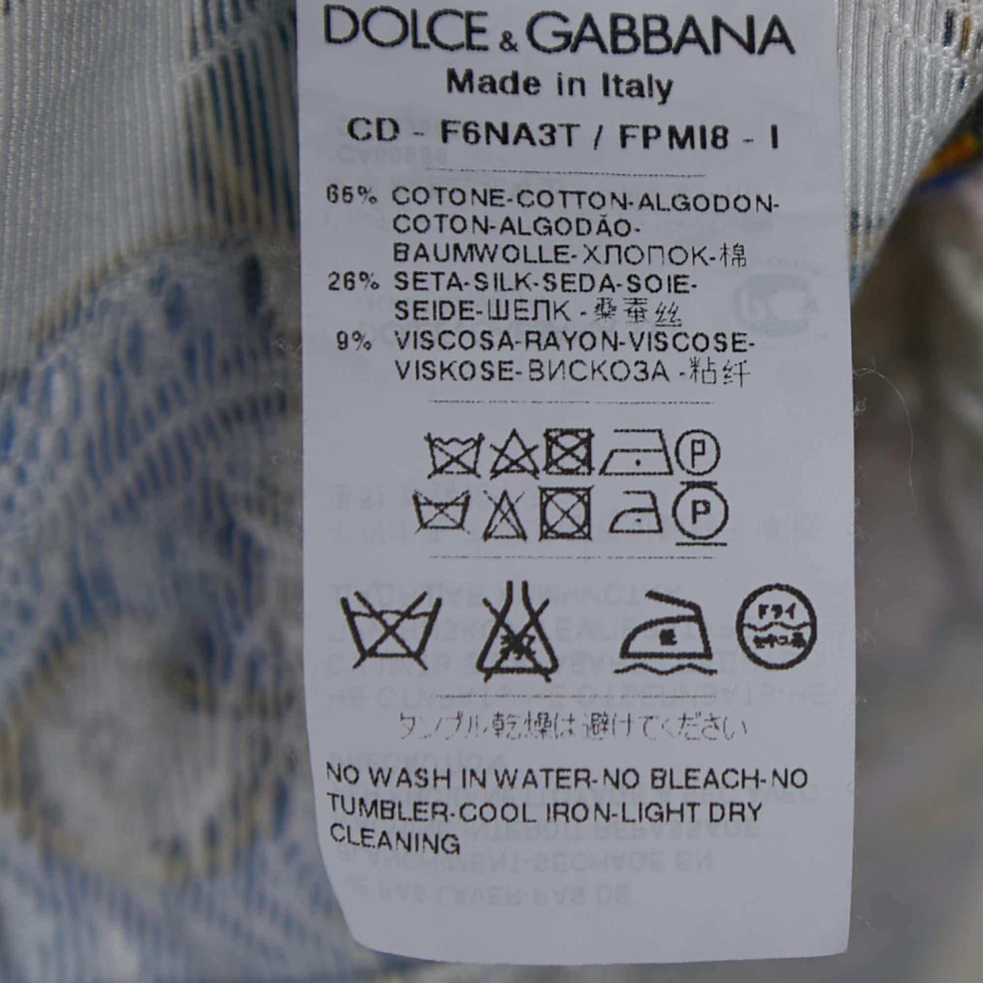 Dolce & Gabbana Multicolor Tile Printed Jacquard Sleeveless Midi Dress S 1