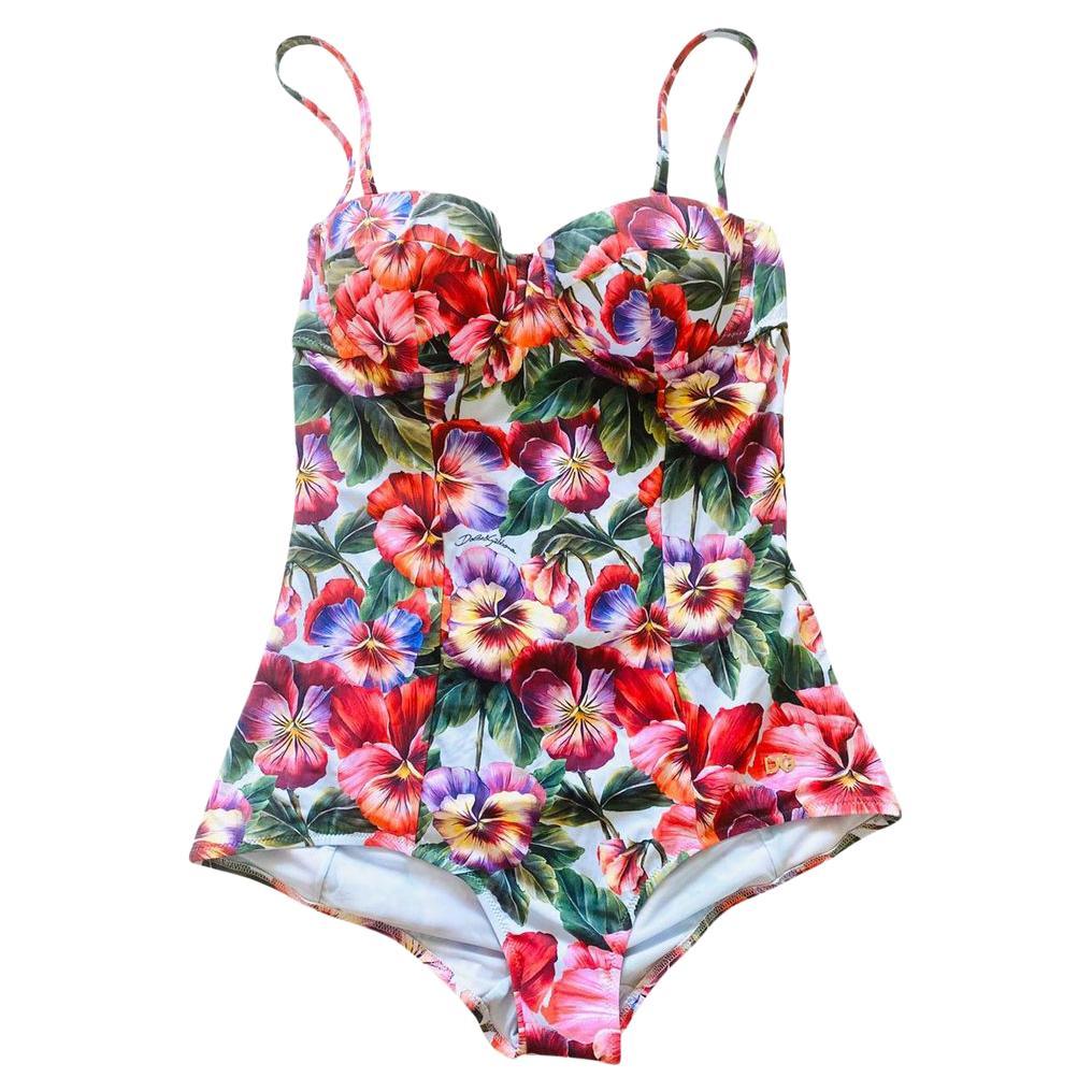 Dolce and gabbana multicolor floral maiolica print bikini swimwear