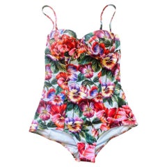 Dolce & Gabbana Multicolor Tropical Flowers Swimsuit Swimwear Beachwear Bikini 