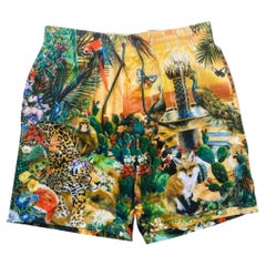 Dolce & Gabbana Multicolor Tropical Jungle Men Beachwear Swim Shorts Pants