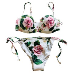Dolce & Gabbana Multicolor Tropical Rose Bikini Swimsuit Swimwear Beachwear DG