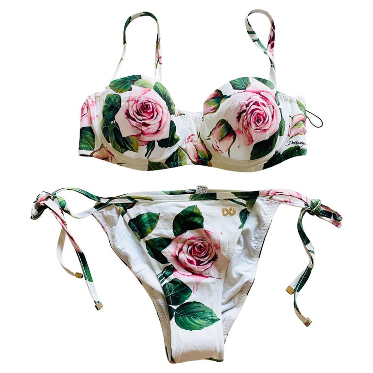 Dolce and Gabbana Multicolor Tropical Rose Bikini Swimsuit Swimwear  Beachwear DG For Sale at 1stDibs