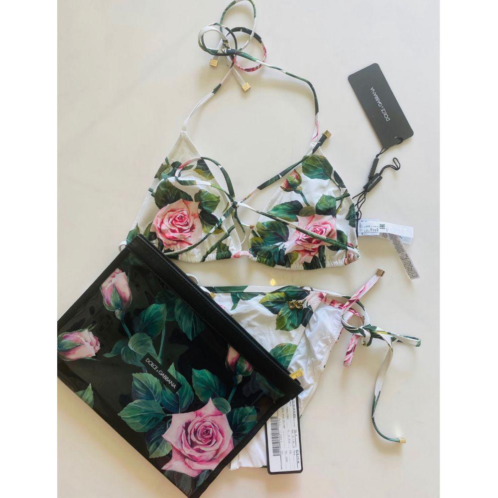 Dolce & Gabbana Multicolor Tropical Rose Floral Swimsuit Swimwear String Bikini  In New Condition For Sale In WELWYN, GB