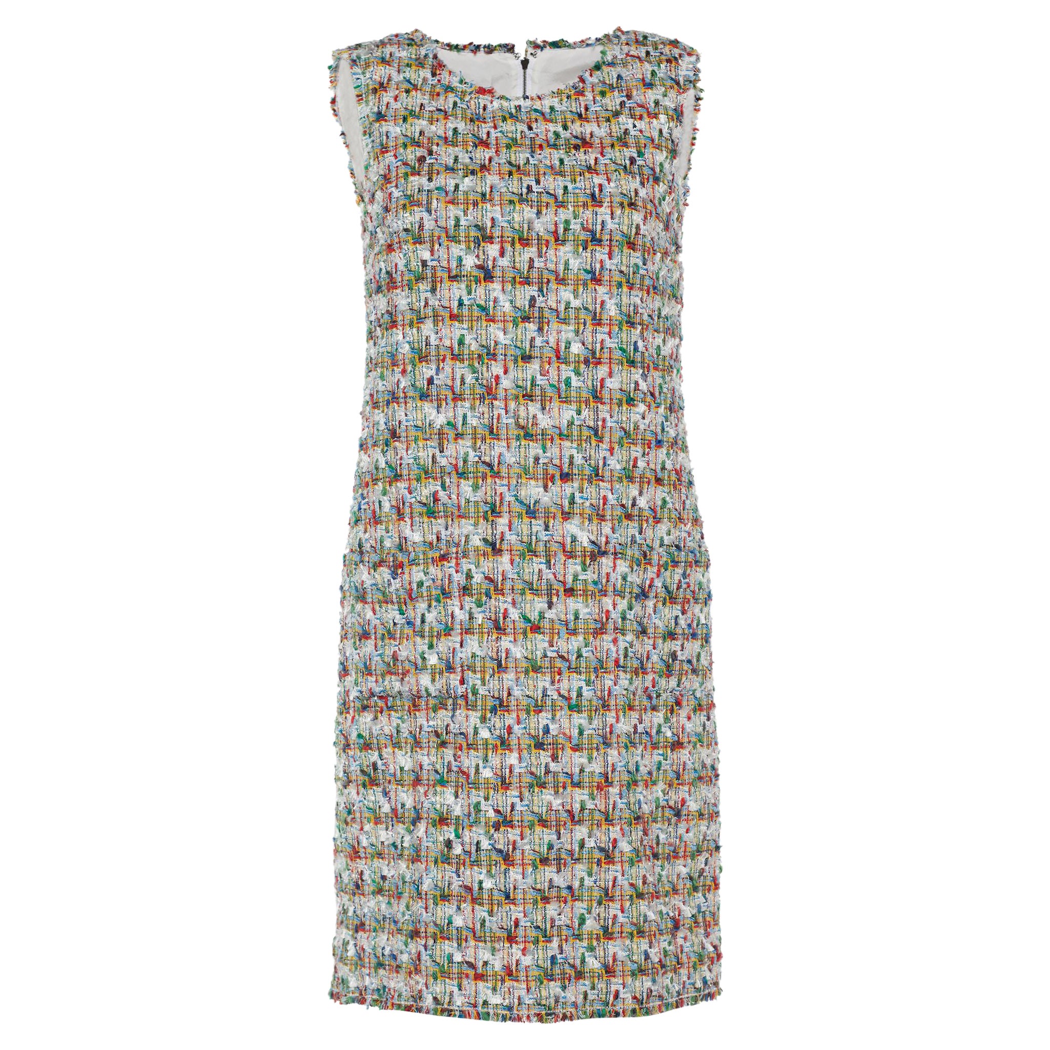 Dolce & Gabbana Multicolor Tweed Sleeveless Shift Dress S