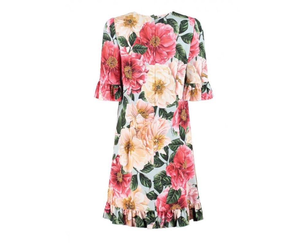 Dolce & Gabbana Camellia printed viscose mid length dress 
Size 40IT, UK8, S 
Viscose/Elasthan 
Made in Italy 
Brand new with tags 
Please check my other DG clothing & accessories!