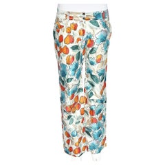 Used Dolce & Gabbana Multicolor Watercolor Painted Silk Trousers M