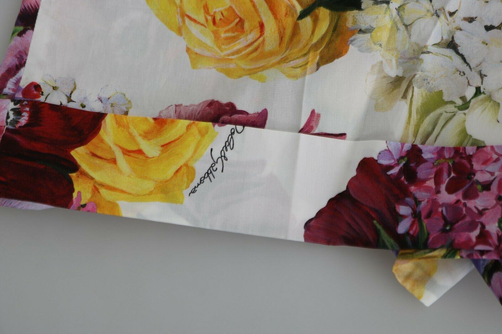 Dolce & Gabbana Multicolor White Cotton Floral Shorts Rose Hydrangea Flowers 1