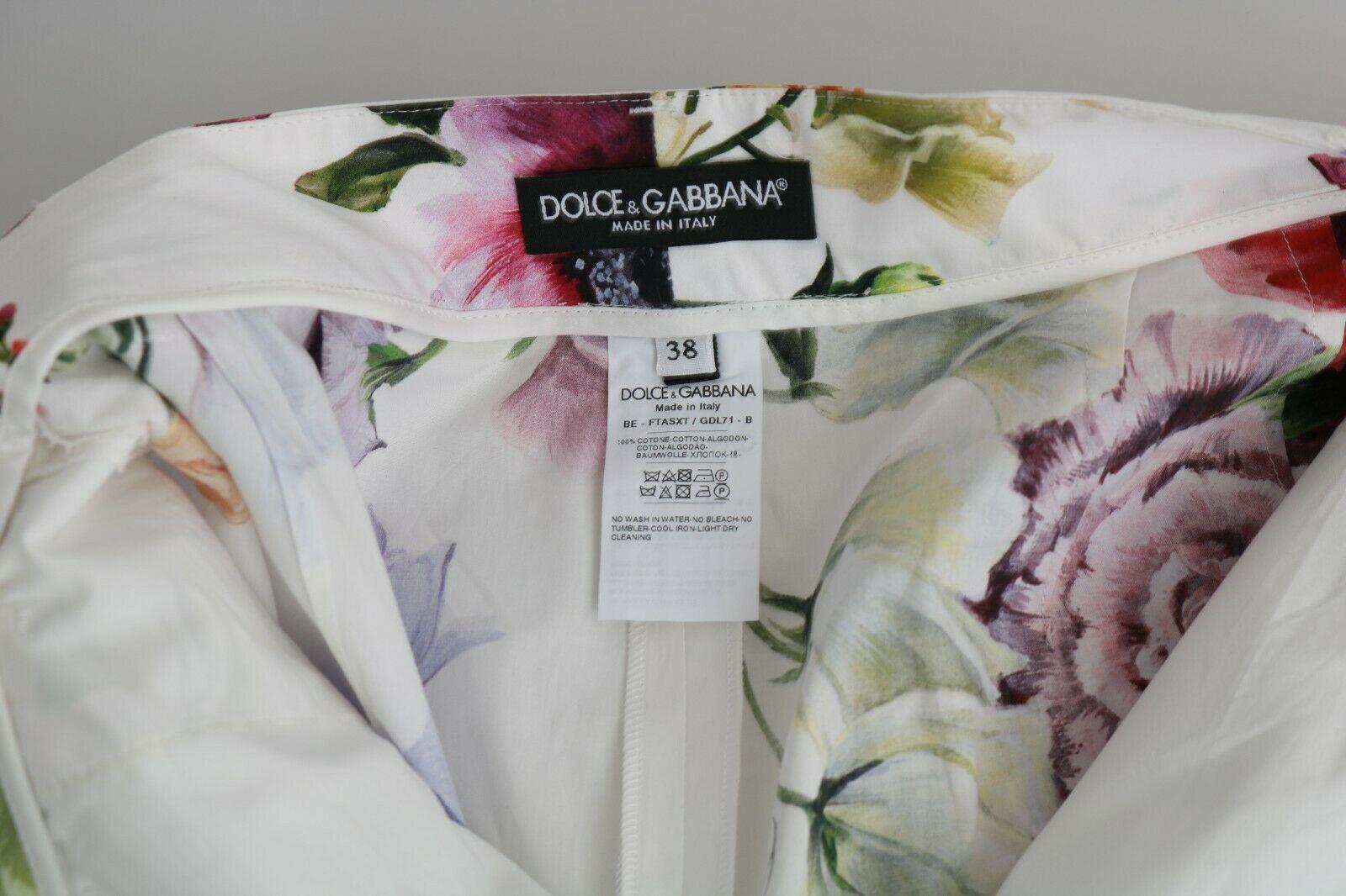 Dolce & Gabbana Multicolor White Cotton Floral Shorts Rose Hydrangea Flowers 2