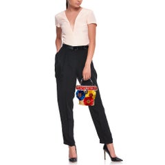 Dolce & Gabbana Multicolor Wicker, Leather and Straw Crystal Embellishment Bag