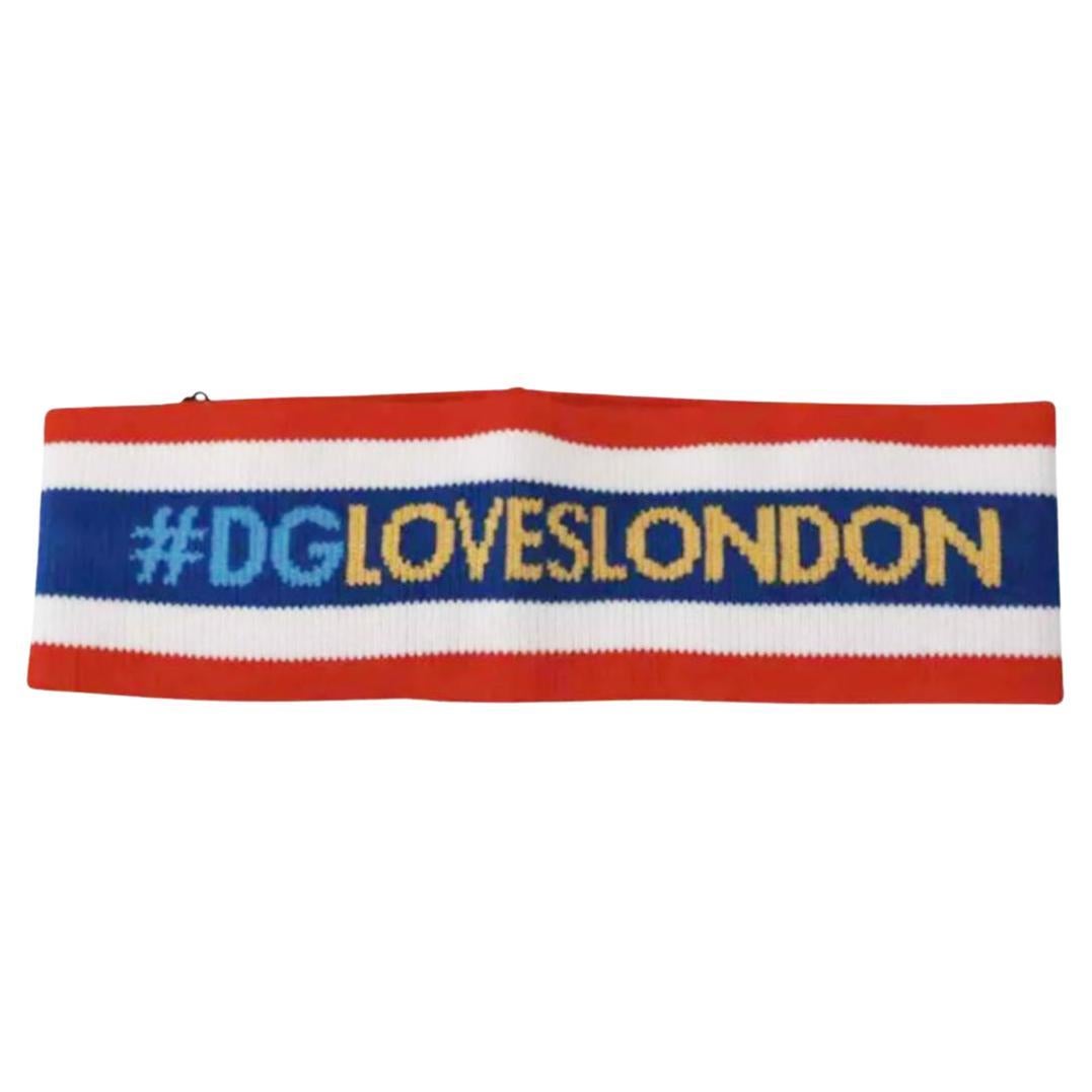 Dolce & Gabbana Multicolor Wool DG Loves London Headband Red Blue Sportswear For Sale